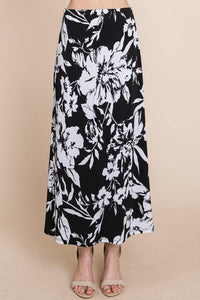 Floral Printed Maxi Skirt With Elastic Waistband - www.novixan.com