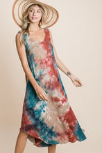 Load image into Gallery viewer, Tie Dye Ribbed Brush Asymmetrical Hem Midi Dress
