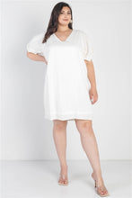 Load image into Gallery viewer, Plus Size Bow Detail V-neck Mini Dress
