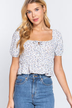 Load image into Gallery viewer, Short Slv Shirring Print Woven Top
