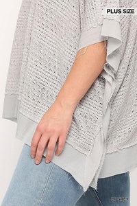 Light Knit Boxy Top With Poncho Sleeve - www.novixan.com