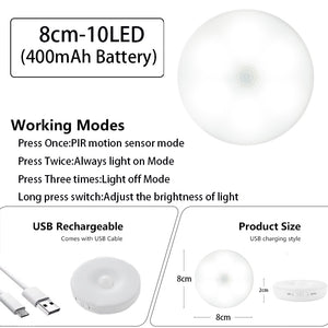 USB Rechargeable Motion Sensor Wireless LED Night Light - www.novixan.com
