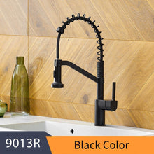 Cargue la imagen en el visor de la galería, Kitchen Sink Brush Brass Faucets Single Lever with Pull Out Spring Spout Mixers Tap - www.novixan.com
