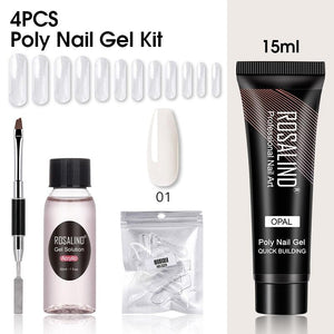 Manicure Gel Nail Kit With UV Lamp and Poly Nail Gel Extension - www.novixan.com
