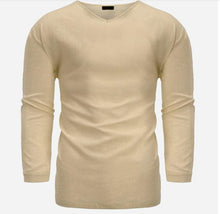 Cargue la imagen en el visor de la galería, Men&#39;s V Neck Cotton Solid Color Long Sleeve T-Shirts - www.novixan.com
