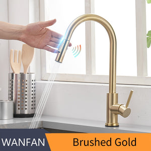 Stainless Steel Smart Kitchen Faucets with Mixed Touch Control Sink Tap - www.novixan.com