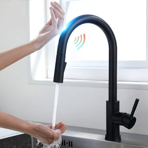 Stainless Steel Smart Kitchen Faucets with Mixed Touch Control Sink Tap - www.novixan.com