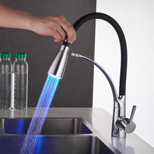 Cargue la imagen en el visor de la galería, Kitchen Chrome Mixer Faucet Single Pull Down Handle with LED - www.novixan.com
