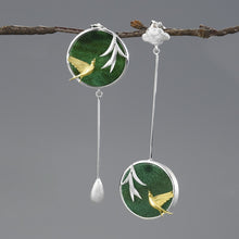 Cargue la imagen en el visor de la galería, Swallow and Willow in Spring Wind Drop Silver Earrings - www.novixan.com
