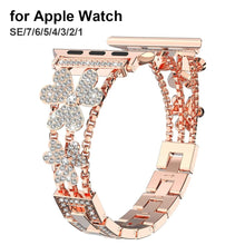 Cargue la imagen en el visor de la galería, Women&#39;s Luxury Bling Diamond Flower Strap for Apple Watch
