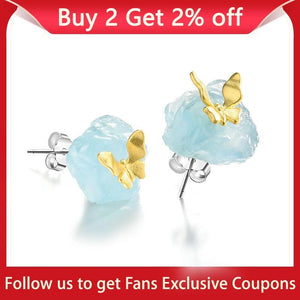 Butterfly Stud Earrings with Stones - www.novixan.com