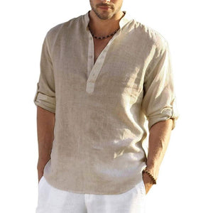 Men's Long Sleeve Solid Color Casual Shirt - www.novixan.com