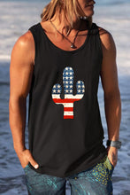 Cargue la imagen en el visor de la galería, Camiseta de tirantes para hombre con estampado de cactus y bandera de Estados Unidos
