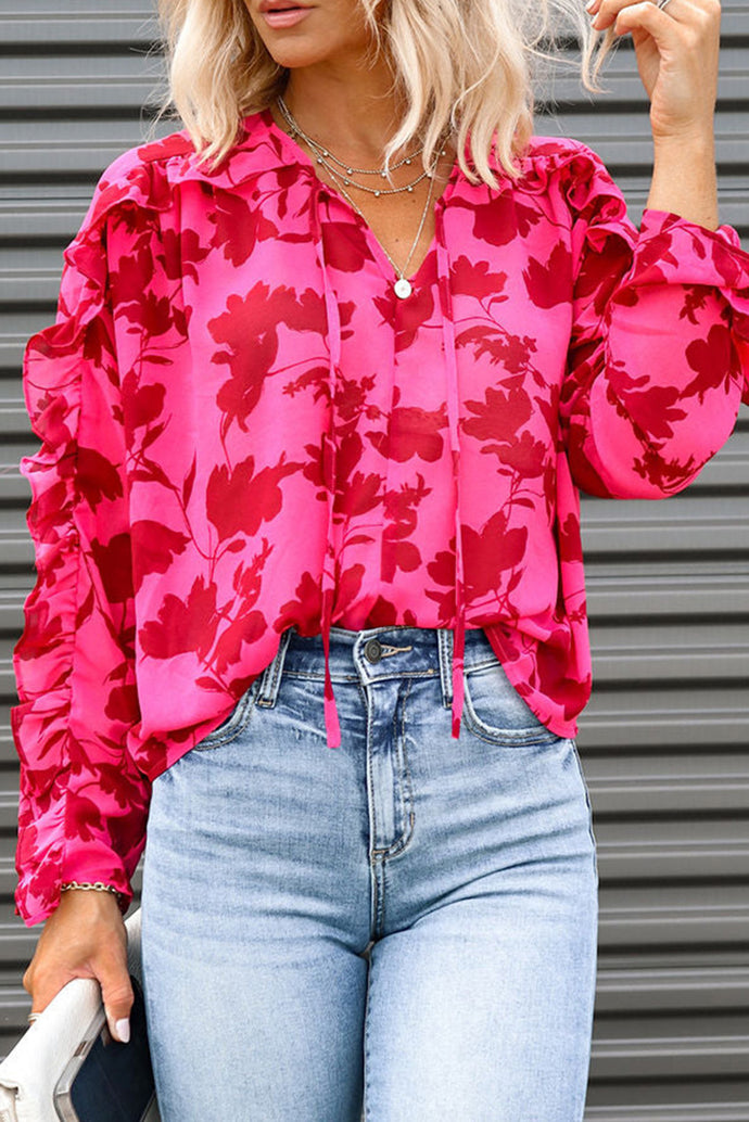 Ruffled Floral Print Blouse
