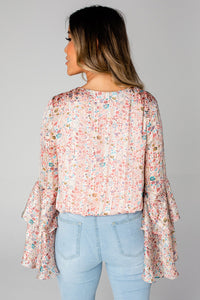 Tiered Ruffled Bell Sleeve Floral Bodysuit