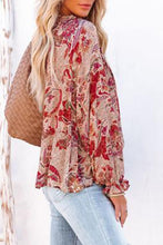 Load image into Gallery viewer, Split V Neck Printed Blouse
