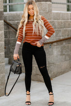 Load image into Gallery viewer, Extend Color Block Cuffs Rib Knit Striped Pullover
