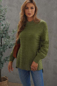 Solid Color Stand Collar Textured Sweater - www.novixan.com