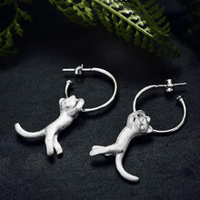 Load image into Gallery viewer, Handmade Fine Silver Kung Fu Cat Drop Earrings - www.novixan.com
