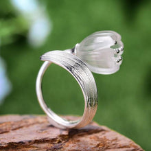 Cargue la imagen en el visor de la galería, Natural Crystal Handmade Lily of the Valley Flower Rings - www.novixan.com
