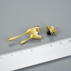 Handmade Bee and Dripping Honey Earrings - www.novixan.com