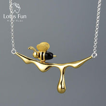 Load image into Gallery viewer, 18K Gold Bee and Dripping Honey Pendant Necklace - www.novixan.com
