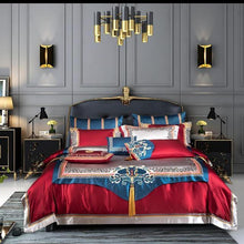 Load image into Gallery viewer, Chic Faux Silk Jacquard Embroidery Golden Bedding set - www.novixan.com

