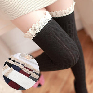 Lace Up Long Knee Stockings Over Knee Thigh High - www.novixan.com