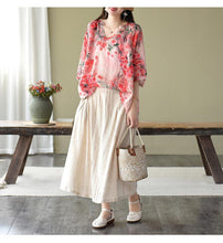 Load image into Gallery viewer, Women&#39;s short Sleeve Loose Vintage Floral Blouse Plus Size - www.novixan.com
