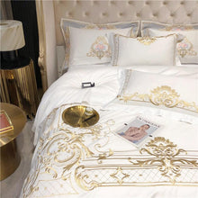 Cargue la imagen en el visor de la galería, Egyptian Cotton Gold Embroidery Queen Super King Size Bedding Set - www.novixan.com
