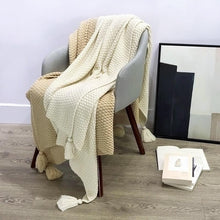 Load image into Gallery viewer, Plaid Knitted Solid Color Throw Blanket - www.novixan.com
