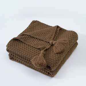 Plaid Knitted Solid Color Throw Blanket - www.novixan.com