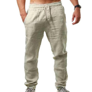 Men's Summer Casual Linen Straight Leg Yoga Pants - www.novixan.com