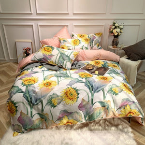 Soft Cotton Bedding Set Twin Queen King Size 4Pieces - www.novixan.com