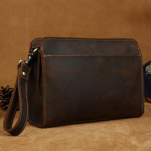 Leather Clutch Bag With Wrist Strip - www.novixan.com