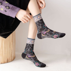 Women's Floral Cotton Socks 3 Pair - www.novixan.com