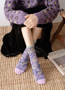 Women's Floral Cotton Socks 3 Pair - www.novixan.com