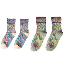 Cargue la imagen en el visor de la galería, Women&#39;s Floral Cotton Socks 3 Pair - www.novixan.com
