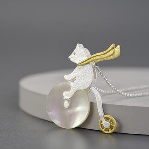 Handmade Design Jewelry Cute Bicycle Riding Bear Pendant without Necklace - www.novixan.com