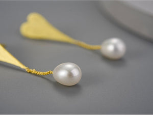 Handmade Pearl Love Heart Water Drop Earrings - www.novixan.com