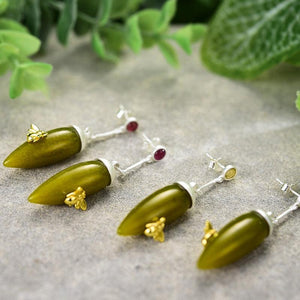 Elegant Green Stone Original Handmade Vintage Drop Earrings - www.novixan.com