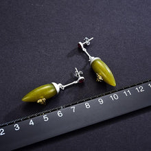 Cargue la imagen en el visor de la galería, Elegant Green Stone Original Handmade Vintage Drop Earrings - www.novixan.com
