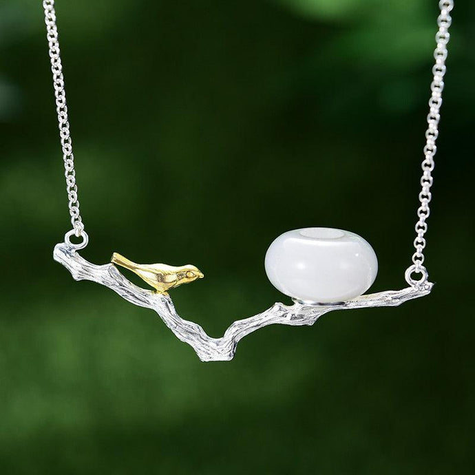 Natural Stones Handmade Bird Necklace with Pendant - www.novixan.com