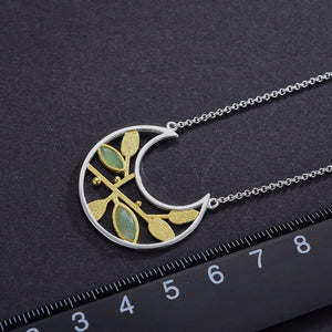 Aventurine Stone Spring in the Air Leaves Necklace with Pendant - www.novixan.com
