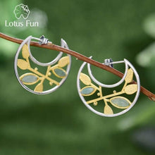 Cargue la imagen en el visor de la galería, Natural Stone Handmade Spring in the Air Leaves Hoop Earrings - www.novixan.com
